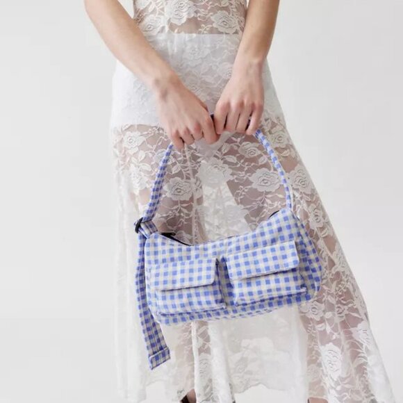NWOT Baggu Cargo Shoulder Bag - Blue Gingham - Picture 3 of 4